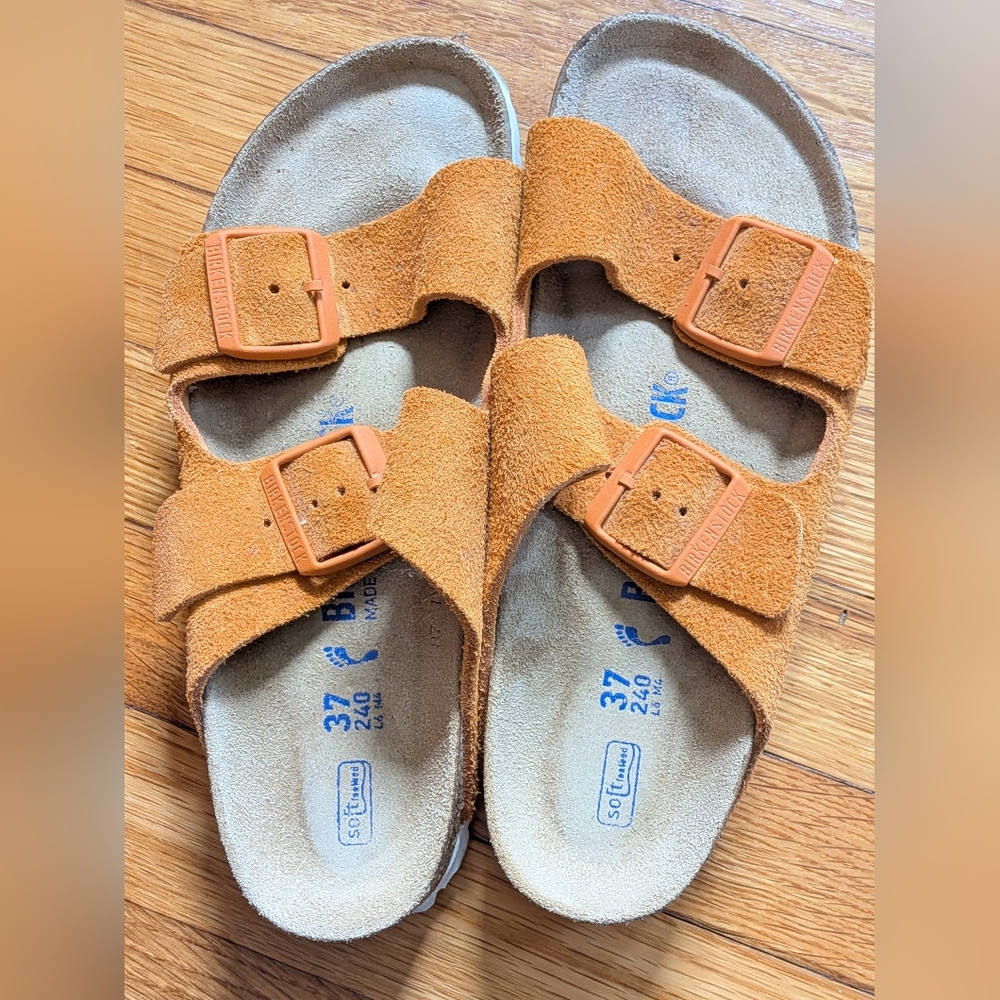 Orange Suede Birkenstock Sandals 37